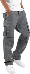 HUNGSON Mens Cargo Pants Drawstring Joggers - Comfortable Everyday