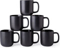 AmorArc 14oz Coffee Mugs Set of 6 - Matte Black, Large Handle & Wavy