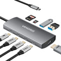 USB C Video Output Hub with 4K HDMI and 9 Ports for Dual Monitors