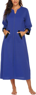 Ekouaer Zipper Robe 3/4 Sleeves Mid-Calf Loungewear - Easy Zip On make
