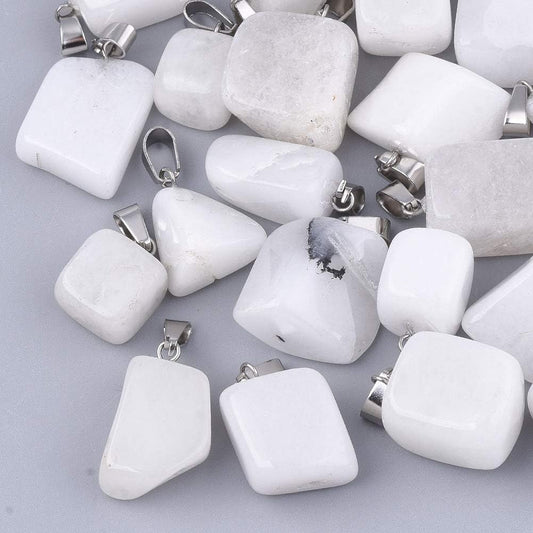 Natural White Jade Healing Stone Charms