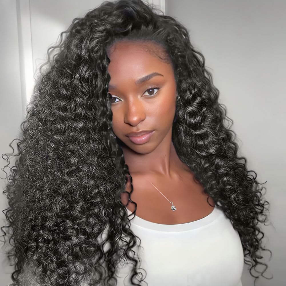 Half Wig Human Hair Water Wave 26 Inch Glueless Wig for Women