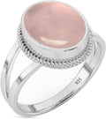 Sterling Silver 925 Rose Quartz Ring for Women - Elegant Statement