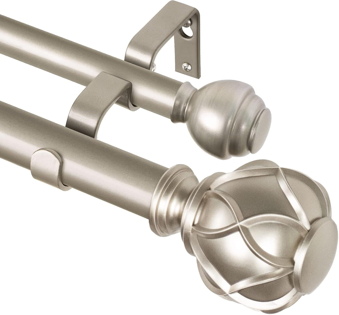 KAMANINA 1 Inch Double Curtain Rods for Windows 72 to 144 Inches