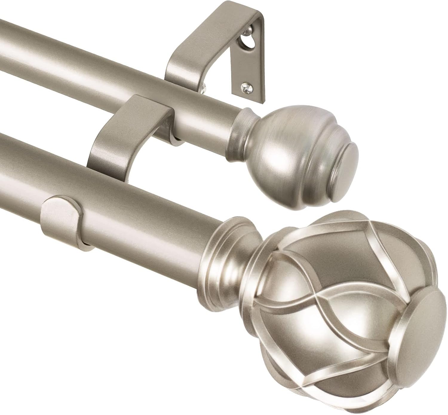 KAMANINA 1 Inch Double Curtain Rods for Windows 36 to 72 Inches