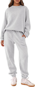 Women's Two Piece Sweatshirt Jogger Set - Oversized Cozy Fit