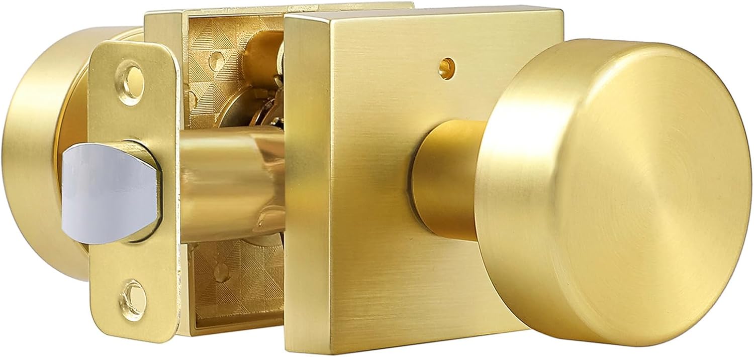 Modern Gold Door Knobs Interior with Lock for Bedroom and Bathroom