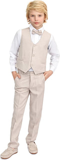 Boys Blue or Black 4 Piece Formal Vest, Pants and Tie Suit Set