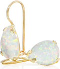 14K Solid Gold Teardrop Earrings - Dainty Opal Birthstone