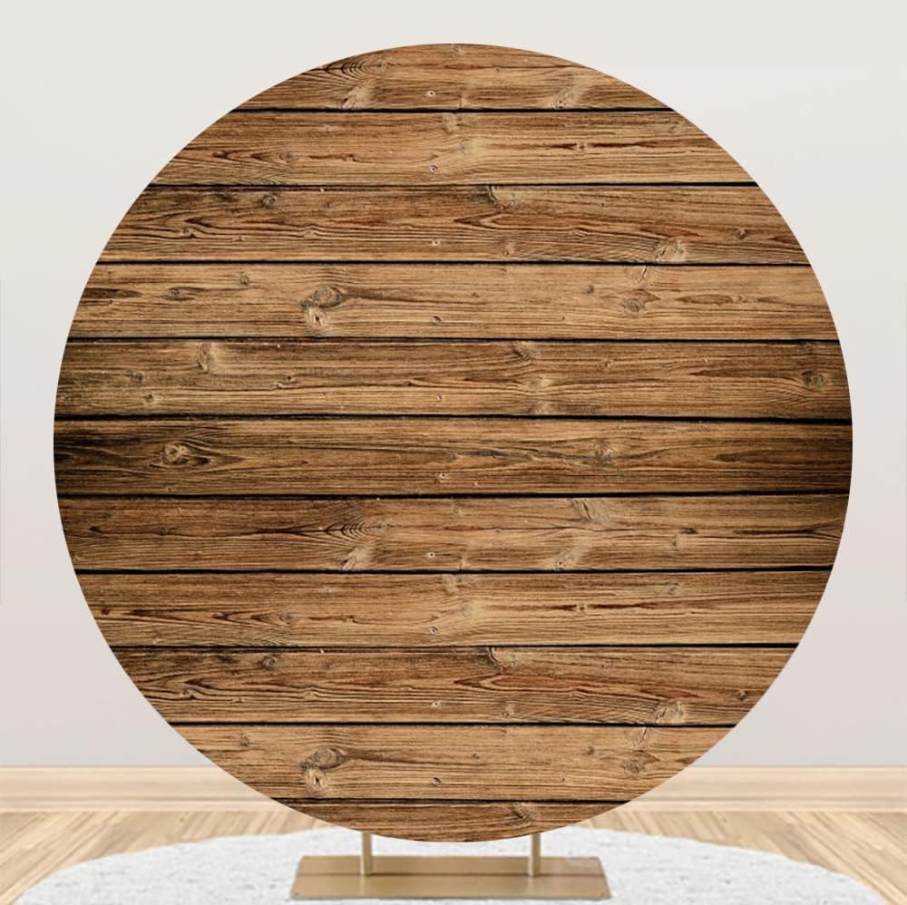 Laeacco Rustic Wood Round Backdrop Cover for Events and Photos