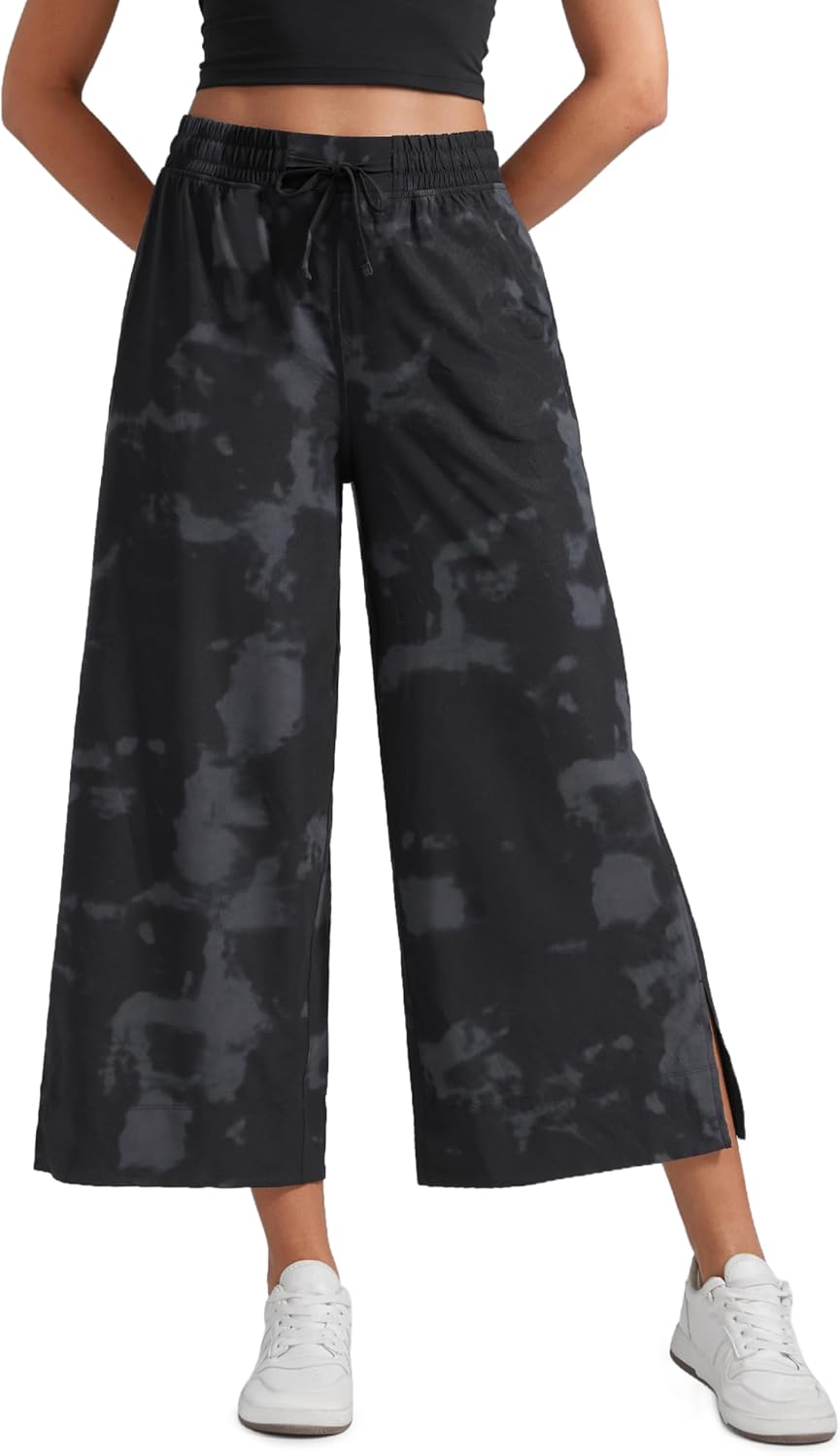 CRZ YOGA Lightweight Wide Leg Cropped Pants for Women