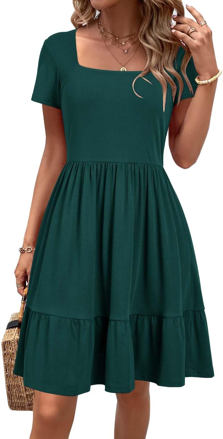 Stylish Newshows Women Summer Dress with Square Neck Design
