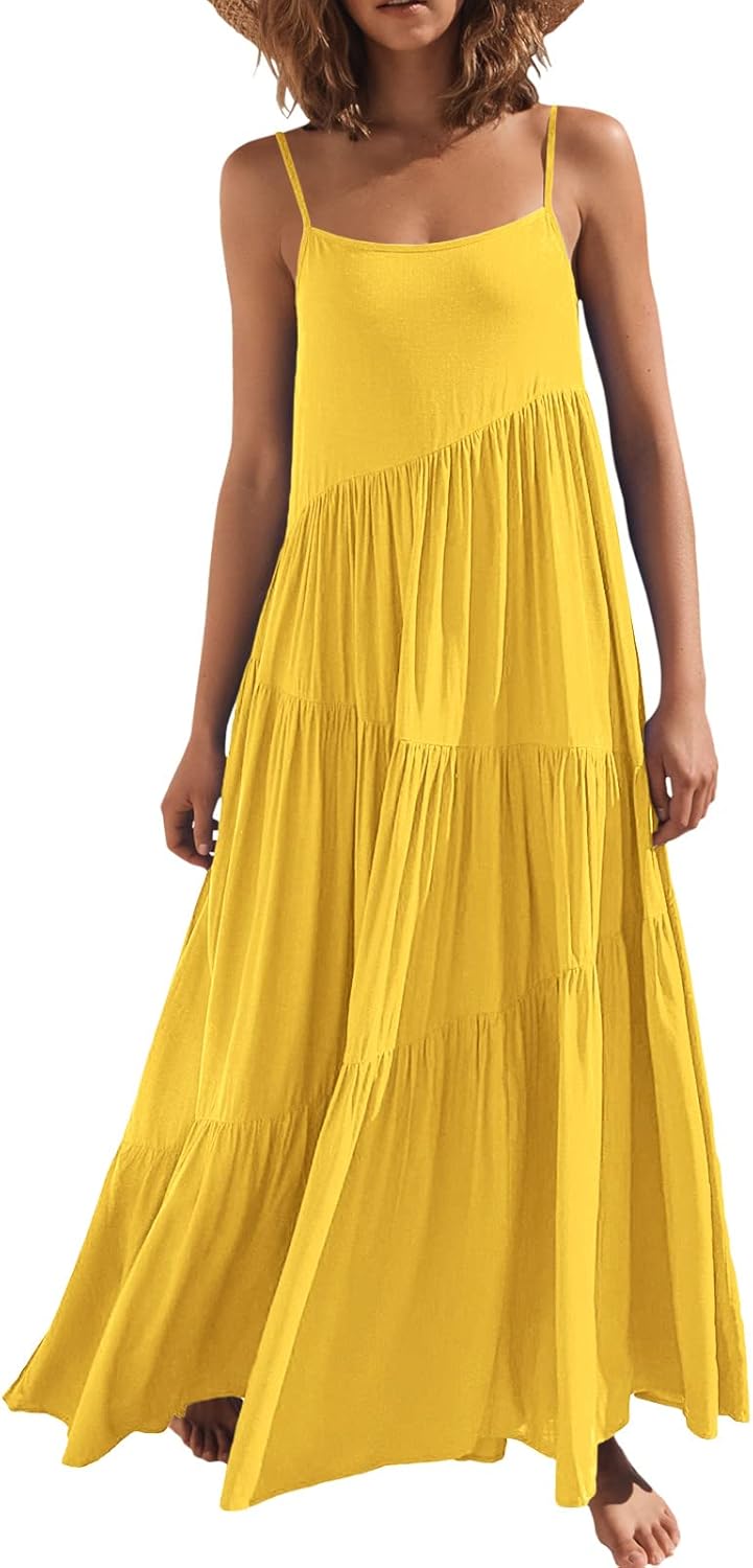 Women Summer Casual Loose Sleeveless Sundress for Beach Fun