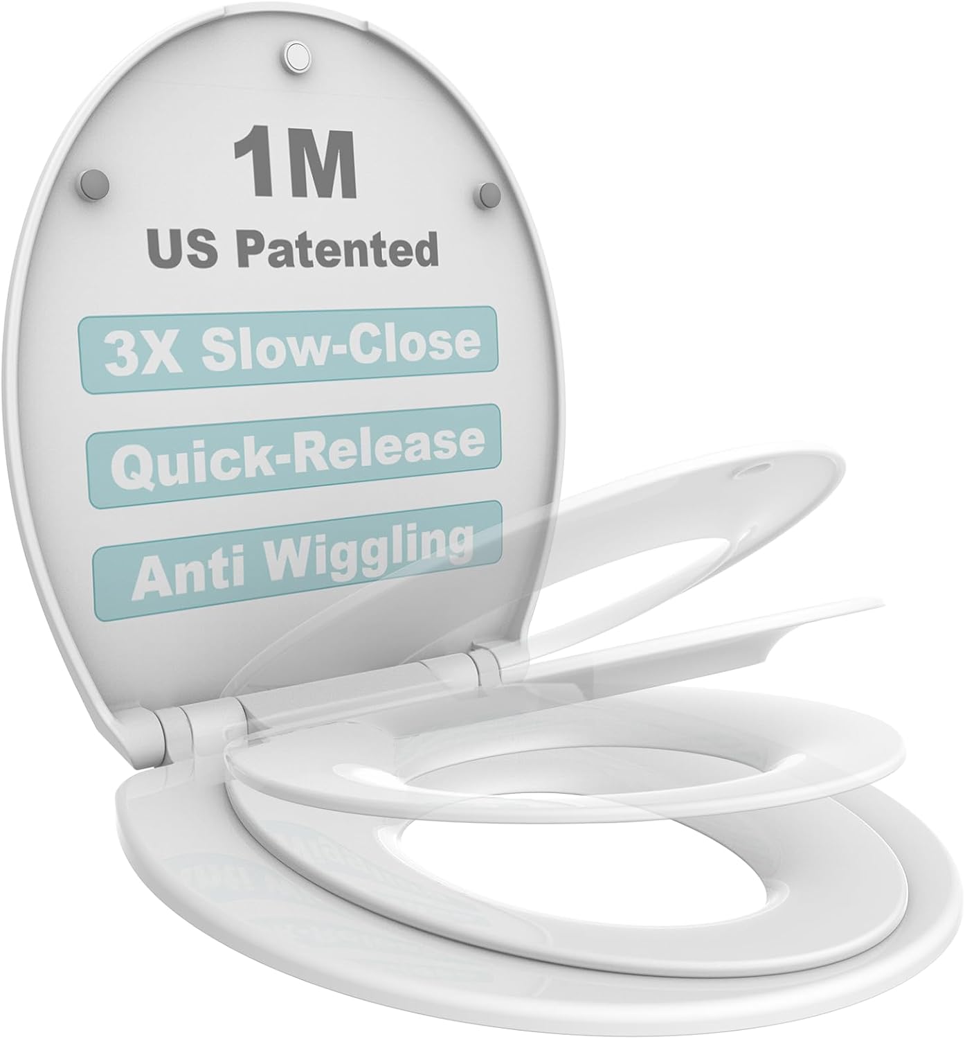1M Family Toilet Seat with Slow Close & Quick Release Features