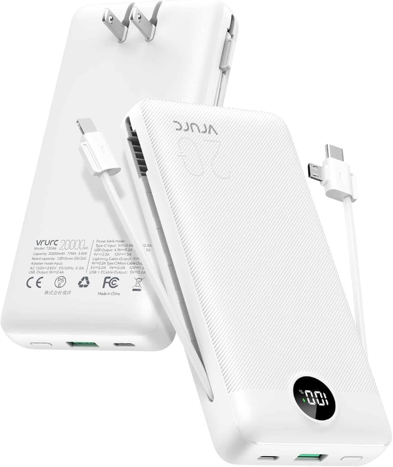 20000mAh VRURC Power Bank - Fast Charging & Portable