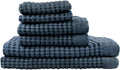 GILDEN TREE Waffle Towel Set Quick Dry Thin - 6 Piece Midnight Blue