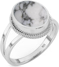 Sterling Silver 925 Ring with Natural Howlite Gemstone - Timeless