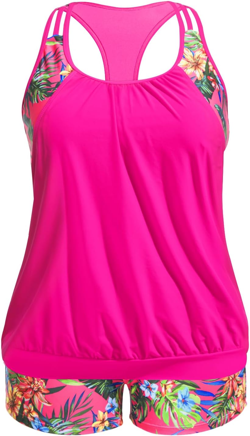 Holipick Plus Size Tankini Swimsuit for Women with Tummy Control
