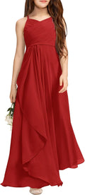 Girls A-Line Halter Chiffon Maxi Dress - Flowing Junior Bridesmaid is