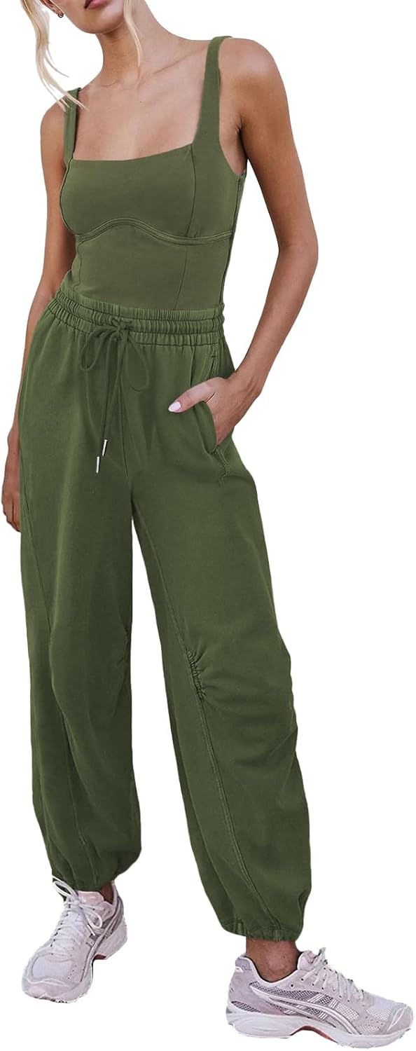 Women's Sleeveless Summer Jumpsuit with Drawstring Waist