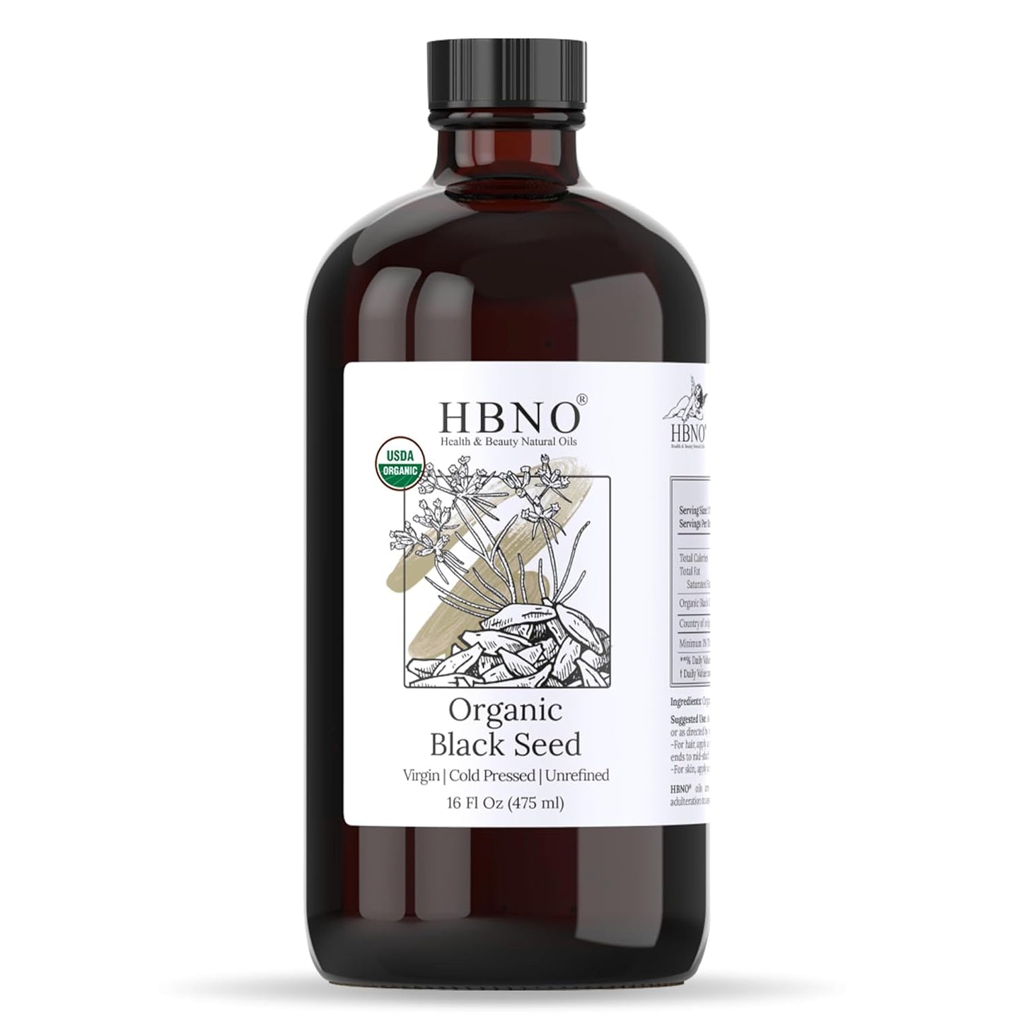 Organic Black Seed Oil - Premium Quality 16 oz Glass Bottle