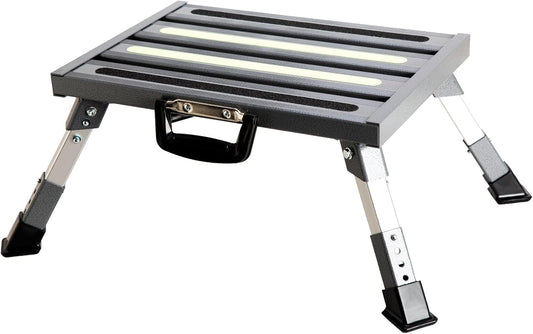 Adjustable Aluminum RV Steps with Non-Slip Rubber Feet for Safety