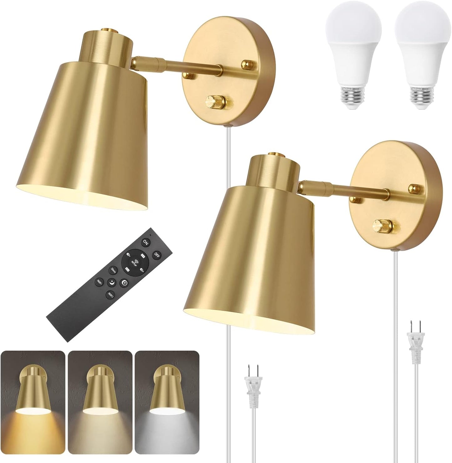 Plug in Wall Sconces with Remote Control for Adjustable Lighting
