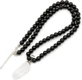 Natural Raw Tourmaline Pendant Black Onyx 8mm Beaded (Style 3DBP)