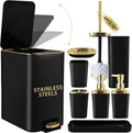 Black and Gold Bathroom Accessories 8 Piece Set - Stylish Upgrade