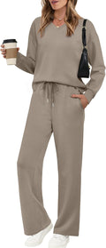 Cozy V Neck 2 Piece Lounge Set for Women - Stylish Comfort Outfit