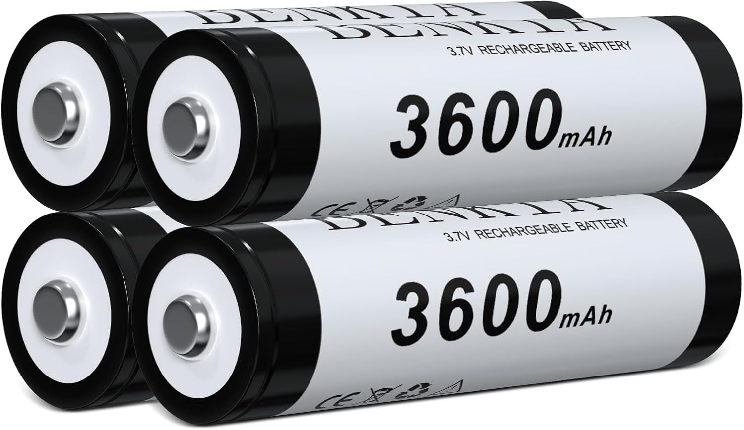 BENKIA 18650 Rechargeable Batteries 3600mAh 4 Pack - High Capacity Power!