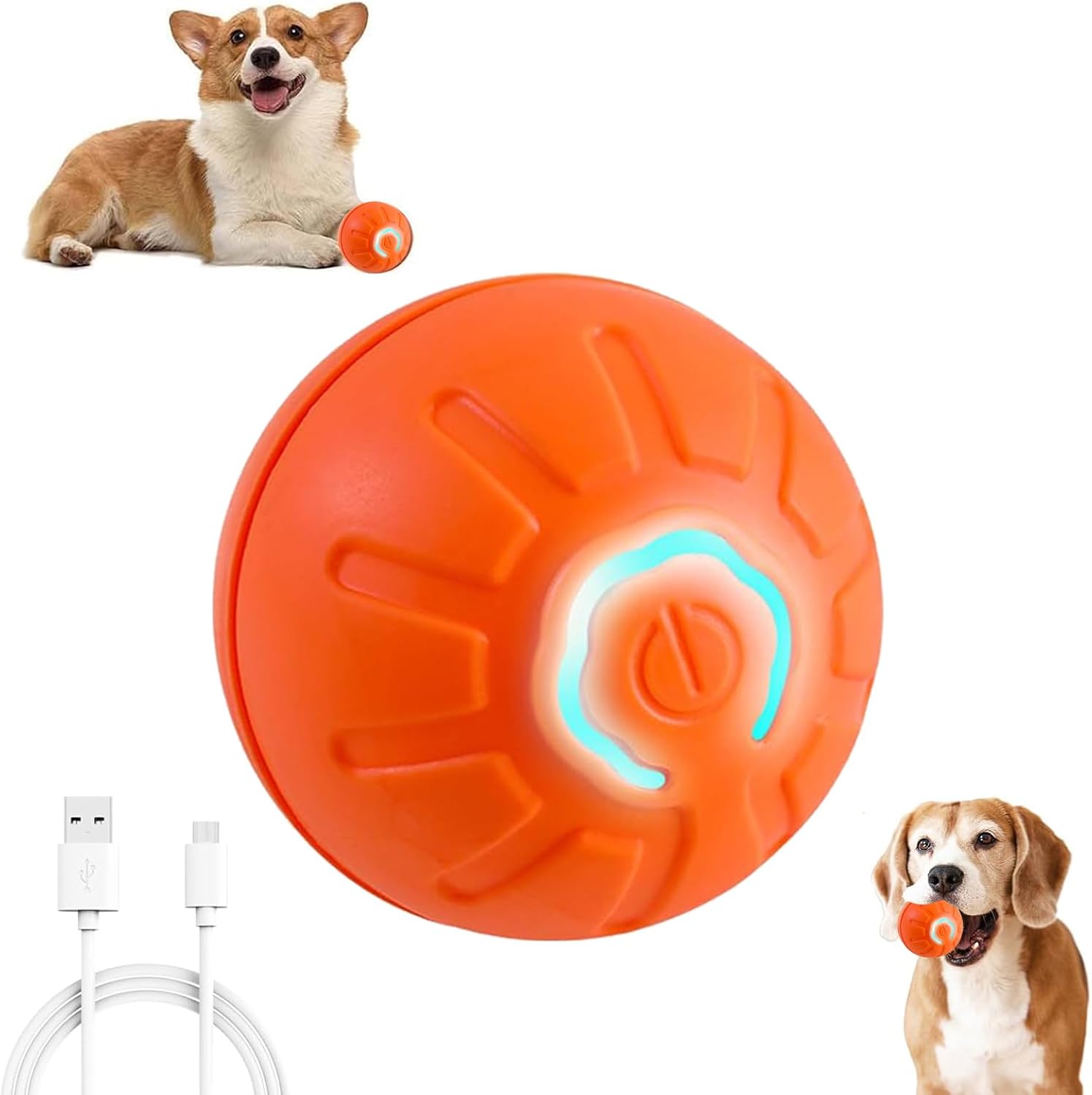Interactive Vibrating Dog Ball - Rechargeable Fun!