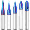 V Groove Router Bit Set 5PCS 1/4 in Shank - Carbide V Bits for CNC