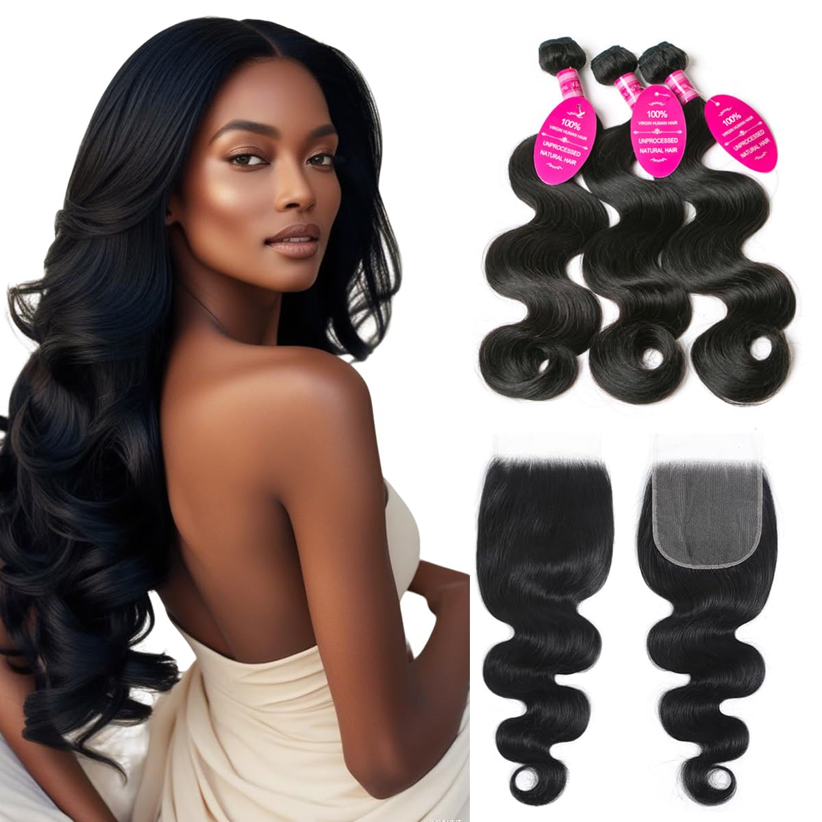 12A Human Hair Bundles with Closure for Stunning Styles