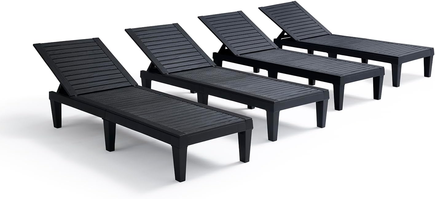 Nestl Patio Chairs Set of 4 - Adjustable Outdoor Lounge Chairs