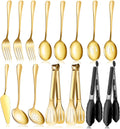 Gold Serving Utensils Set for Parties, 15pcs Stainless Steel