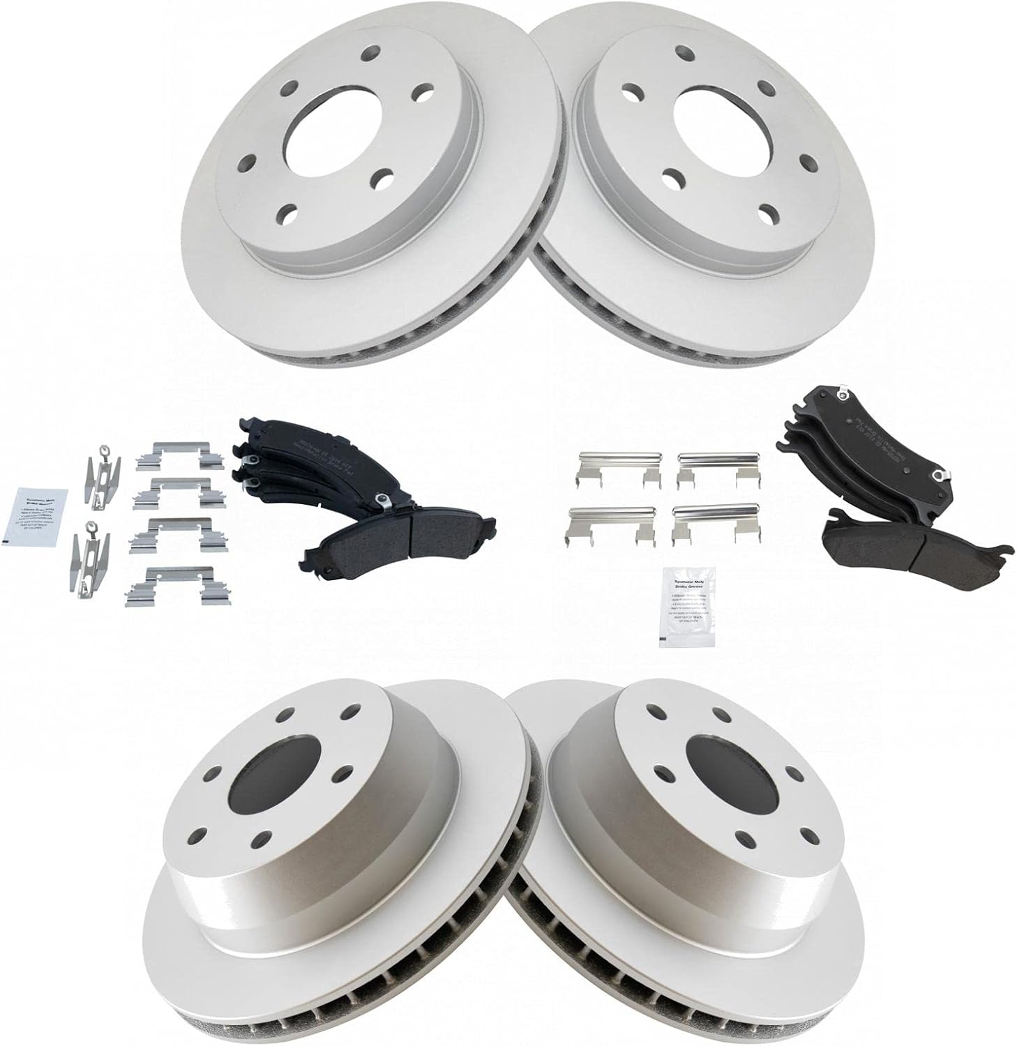 TRQ Front & Rear Metallic Disc Brake Pads & Rotor Kit for Trucks