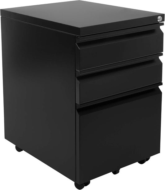 Secure & Mobile 3 Drawer File Cabinet - Black
