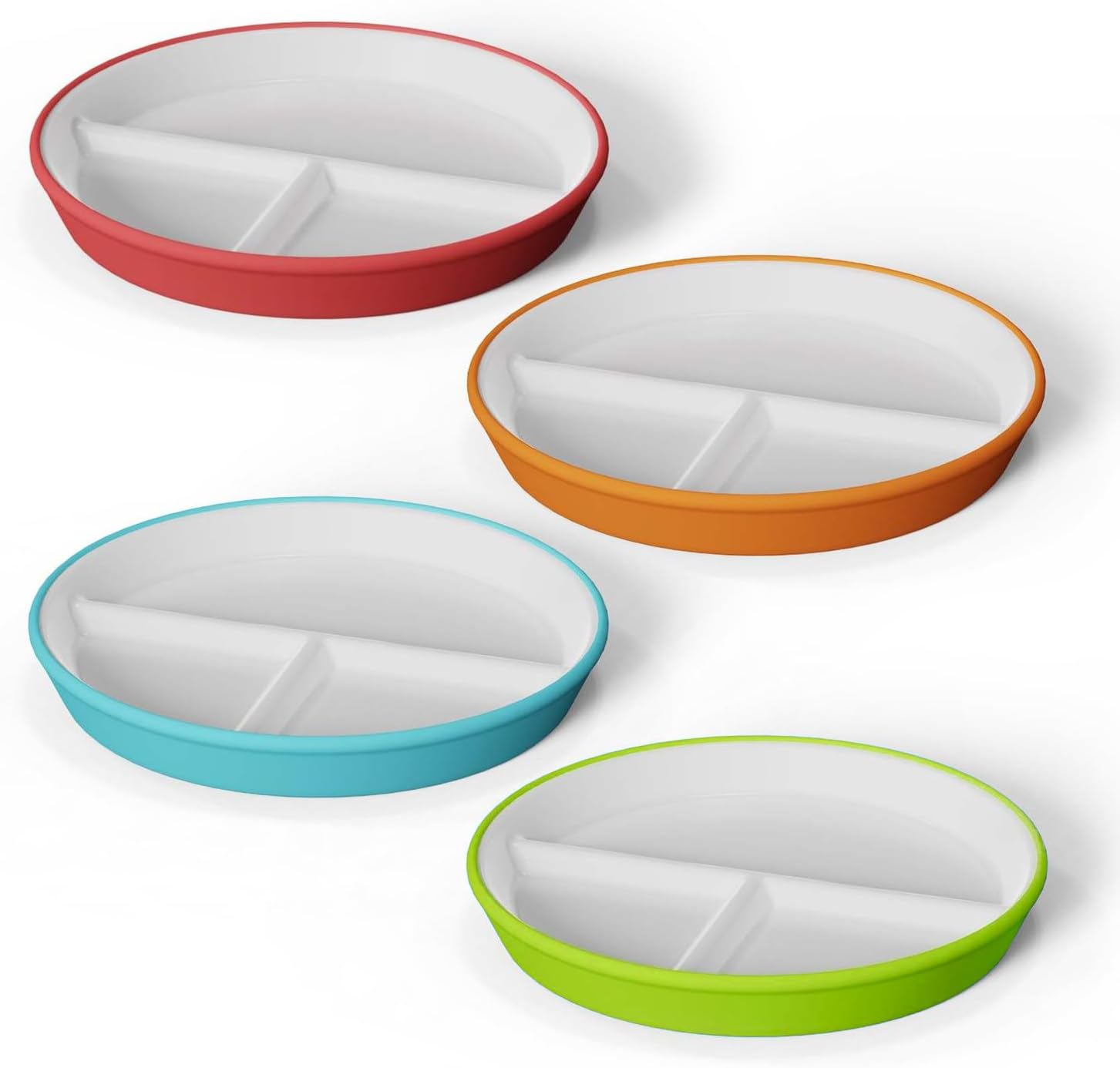 Kids Porcelain Plates with Anti-Slip Silicone Sleeves for Eating