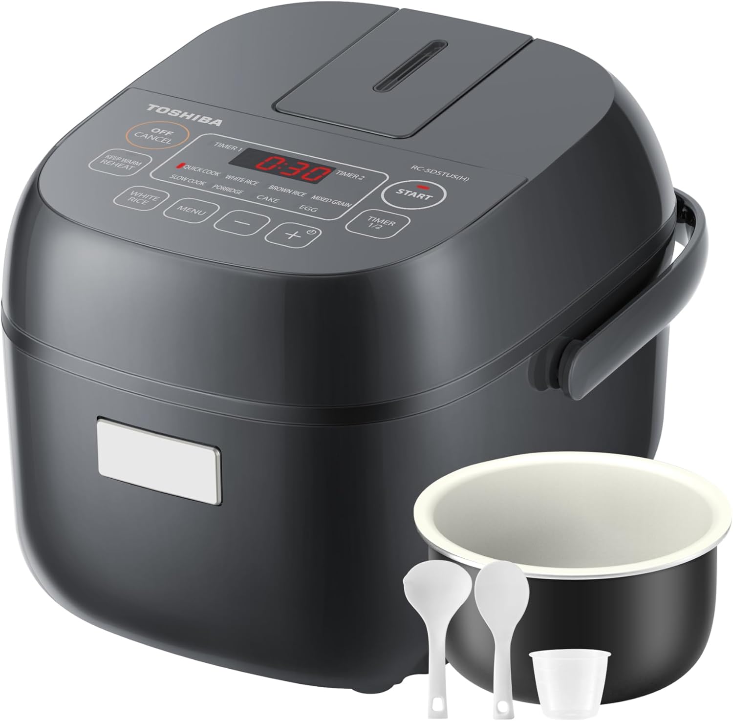 TOSHIBA 3-Cup Rice Cooker with LCD Display and 8 Functions