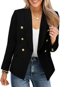 CRAZY GRID Womens Casual Blazer Jacket Gold Button - Office & Street