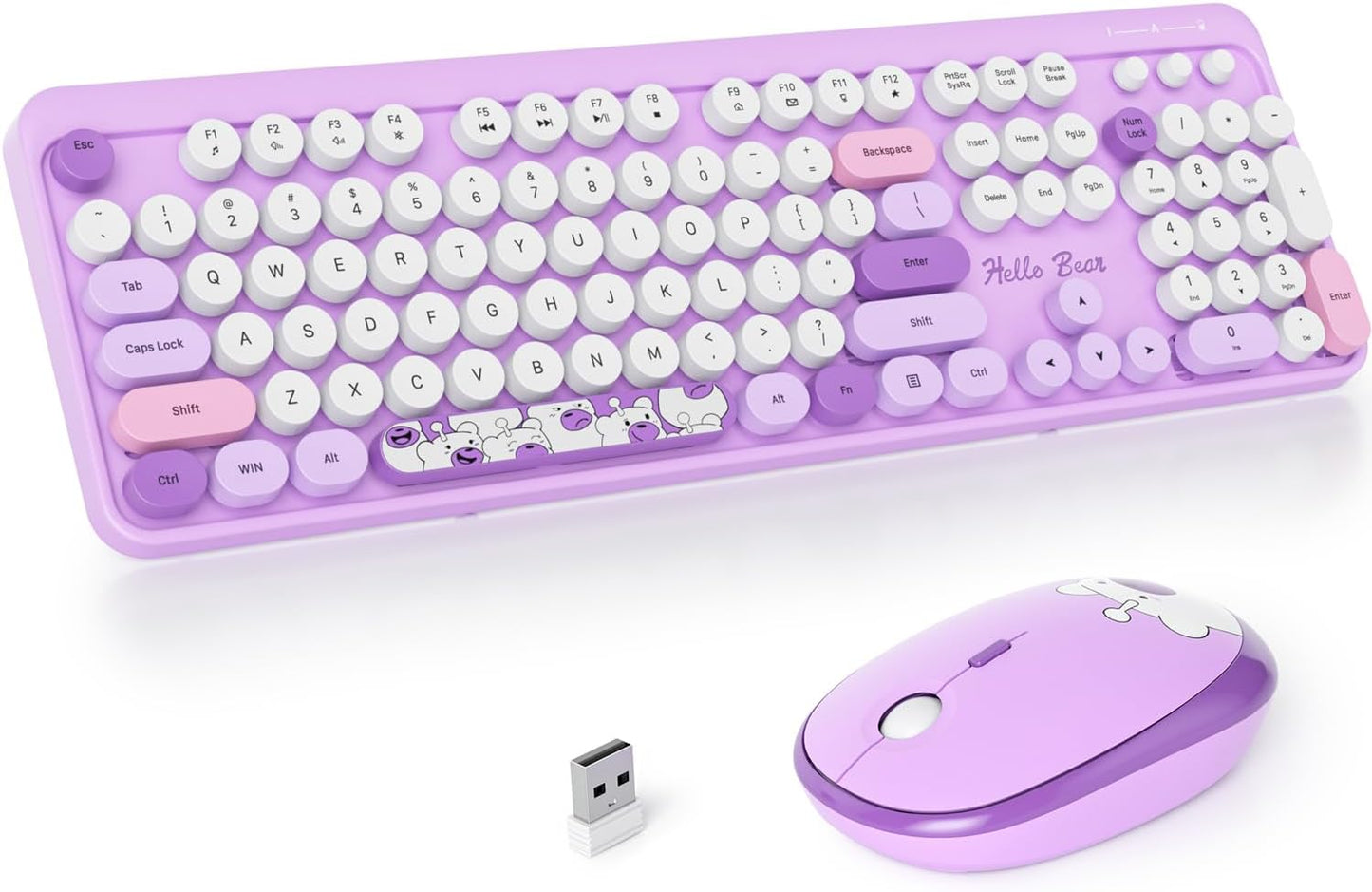 Retro Typewriter Wireless Keyboard - Purple