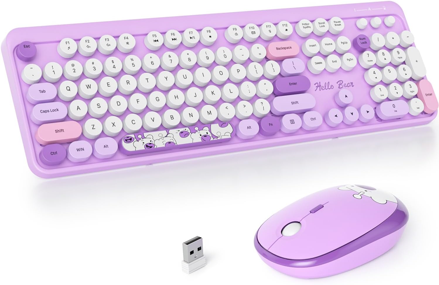 Retro Typewriter Wireless Keyboard - Purple