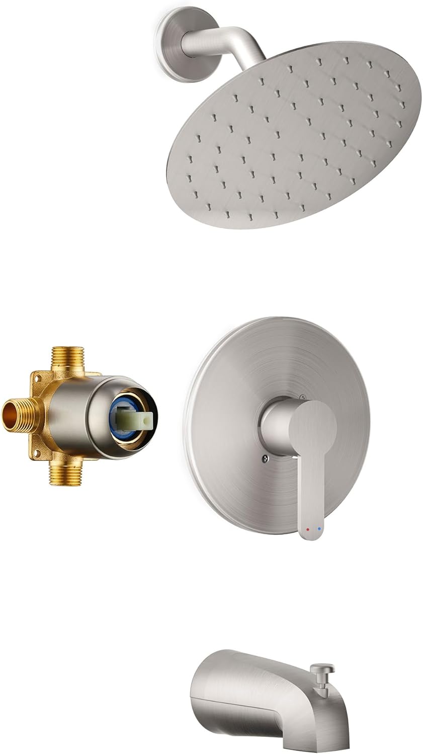 HoliSpa Tub Shower Faucet Set with 8-Inch Rainfall Showerhead