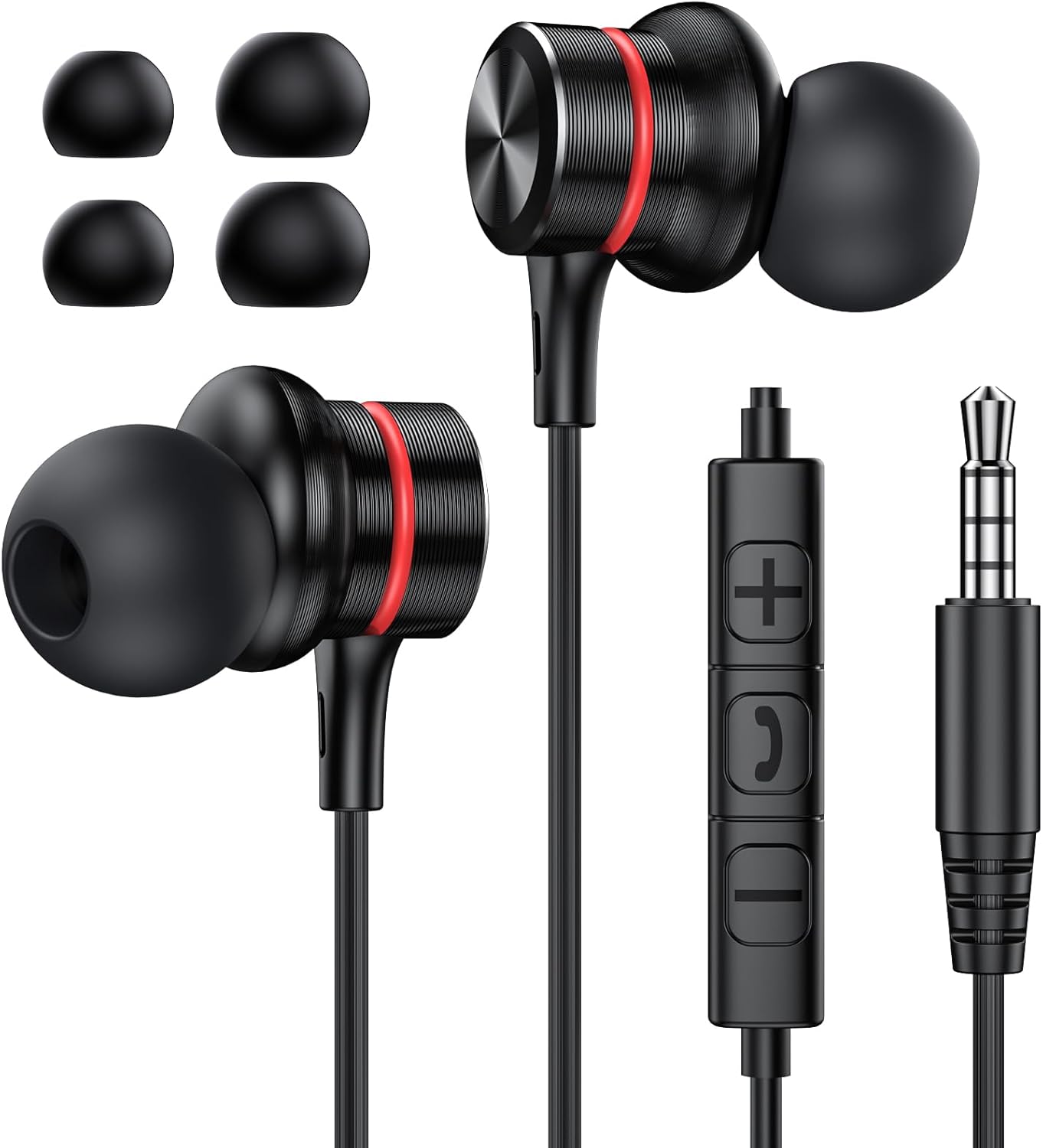 MOSWAG Black Wired Earbuds - Clear Calls & Crisp Sound