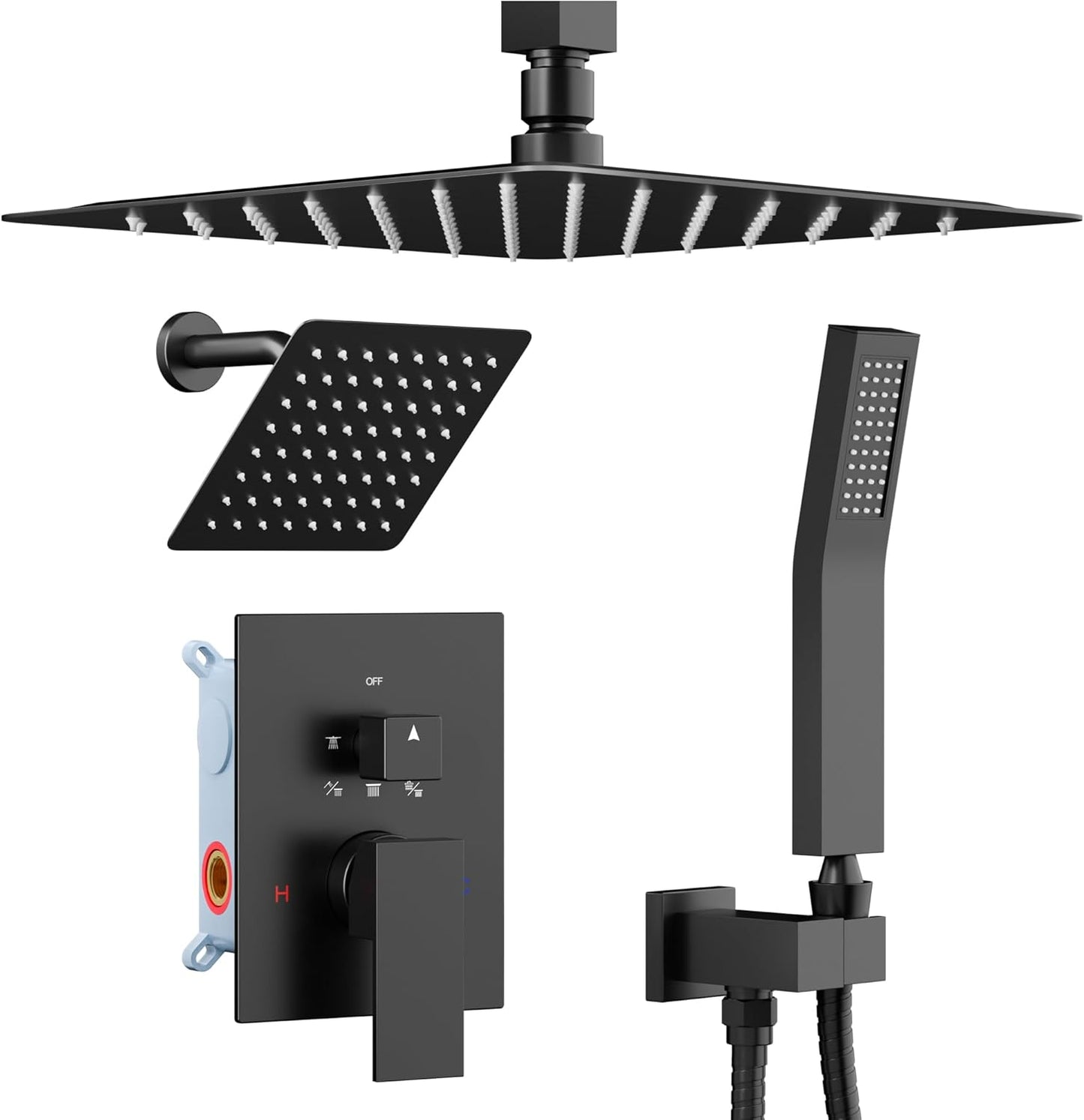 Dual Rain Shower Head System with Handheld Spray for Two People