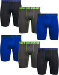 AND1 Mens Boxer Briefs 6 Pack Platinum Performance - Long Leg Support