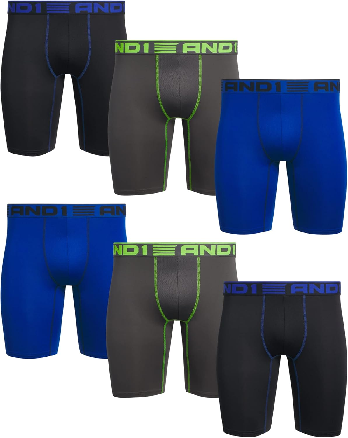 AND1 Mens Boxer Briefs - 6 Pack of Breathable Comfort Fit