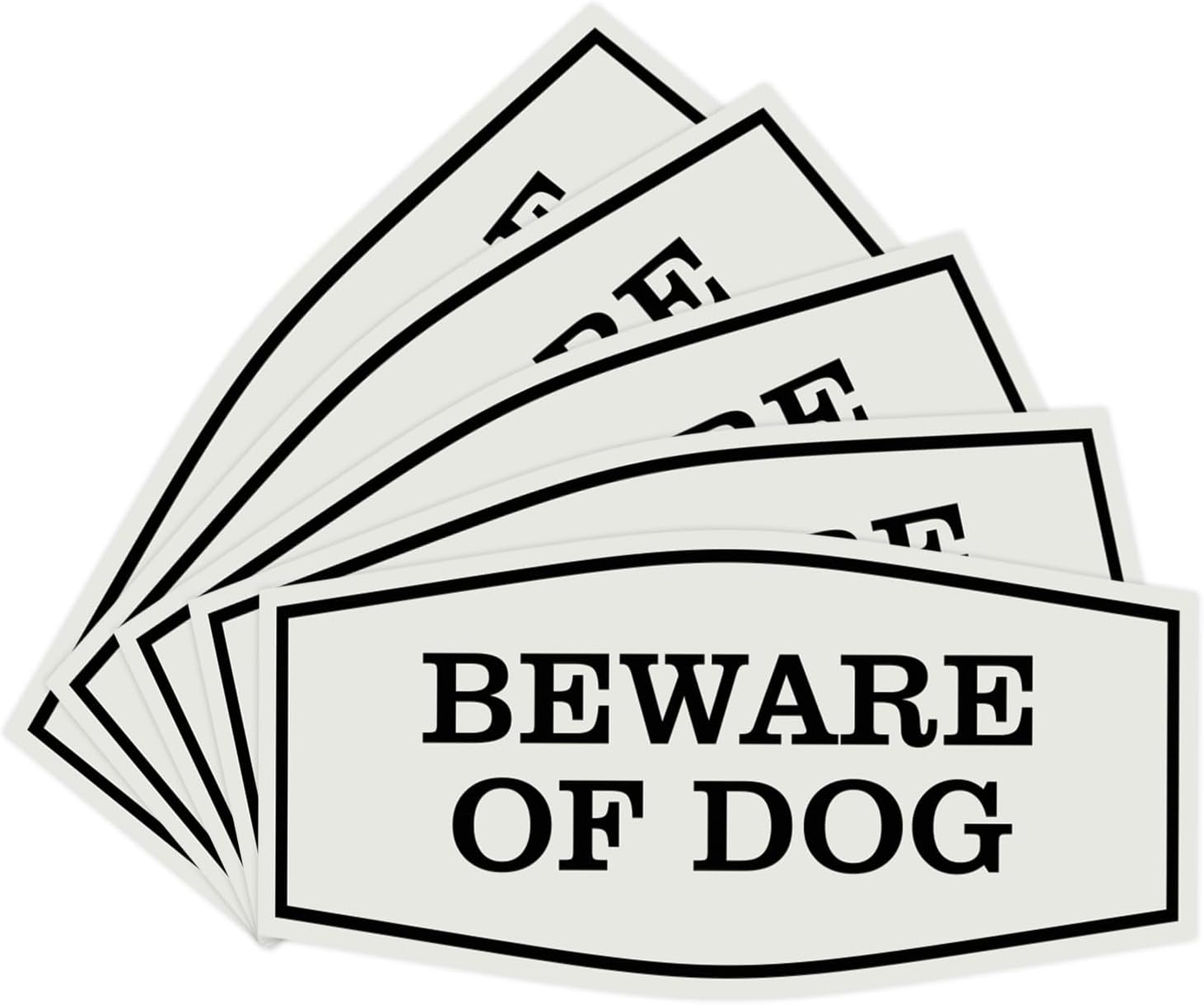 Durable Beware of Dog Wall Sign for Home Security - 5 Pack