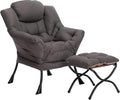 Dark Grey Lazy Chair with Foldable Ottoman - Cozy Lounge Seat